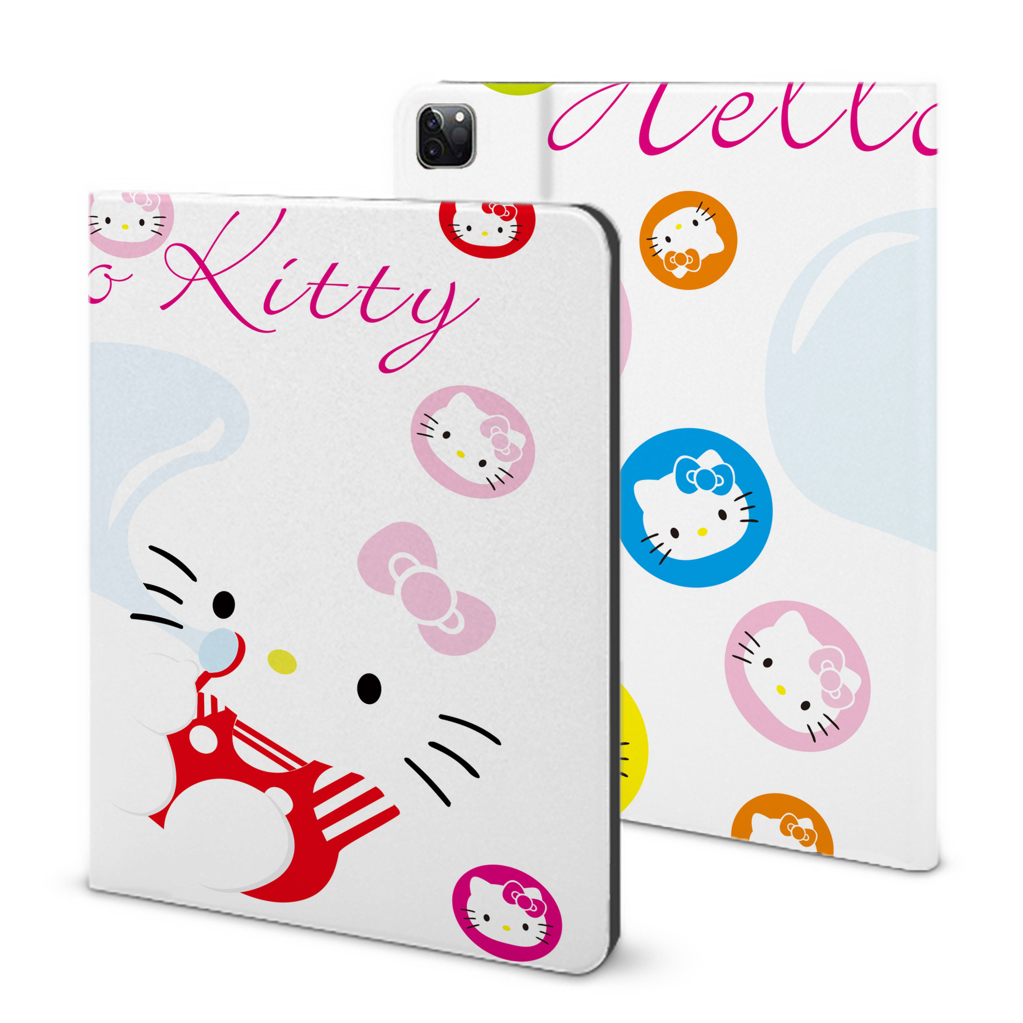 （画像用） Hello Kitty ハローキティ IPad ケース ブック型 PUレザー TPU 耐衝撃 軽量 薄型 ペン収納なし 全面保護 IPad 各モデル対応